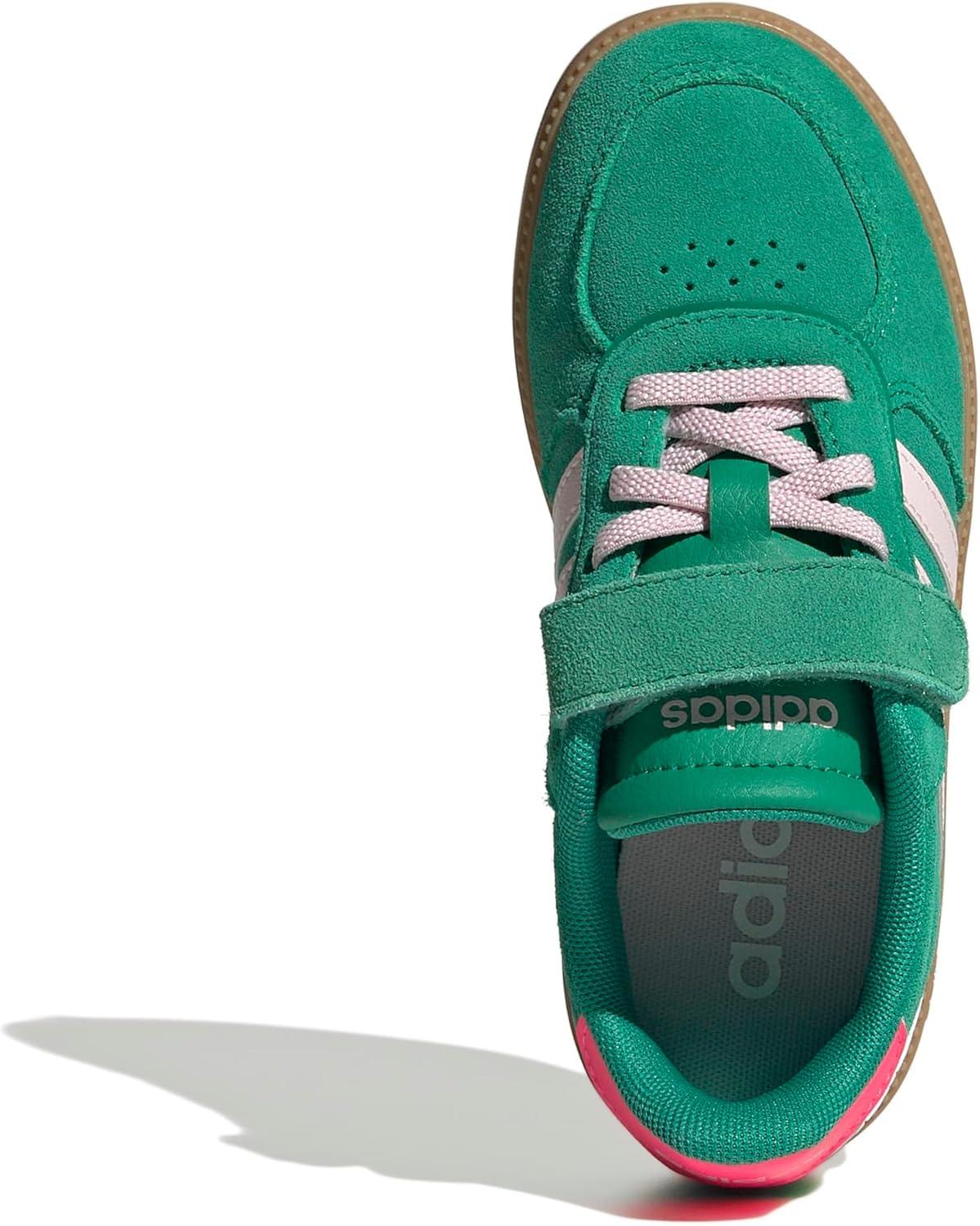 imageadidas UnisexChild Breaknet Sleek Elastic Lace ampamp StrapCourt GreenClear PinkLucid Pink