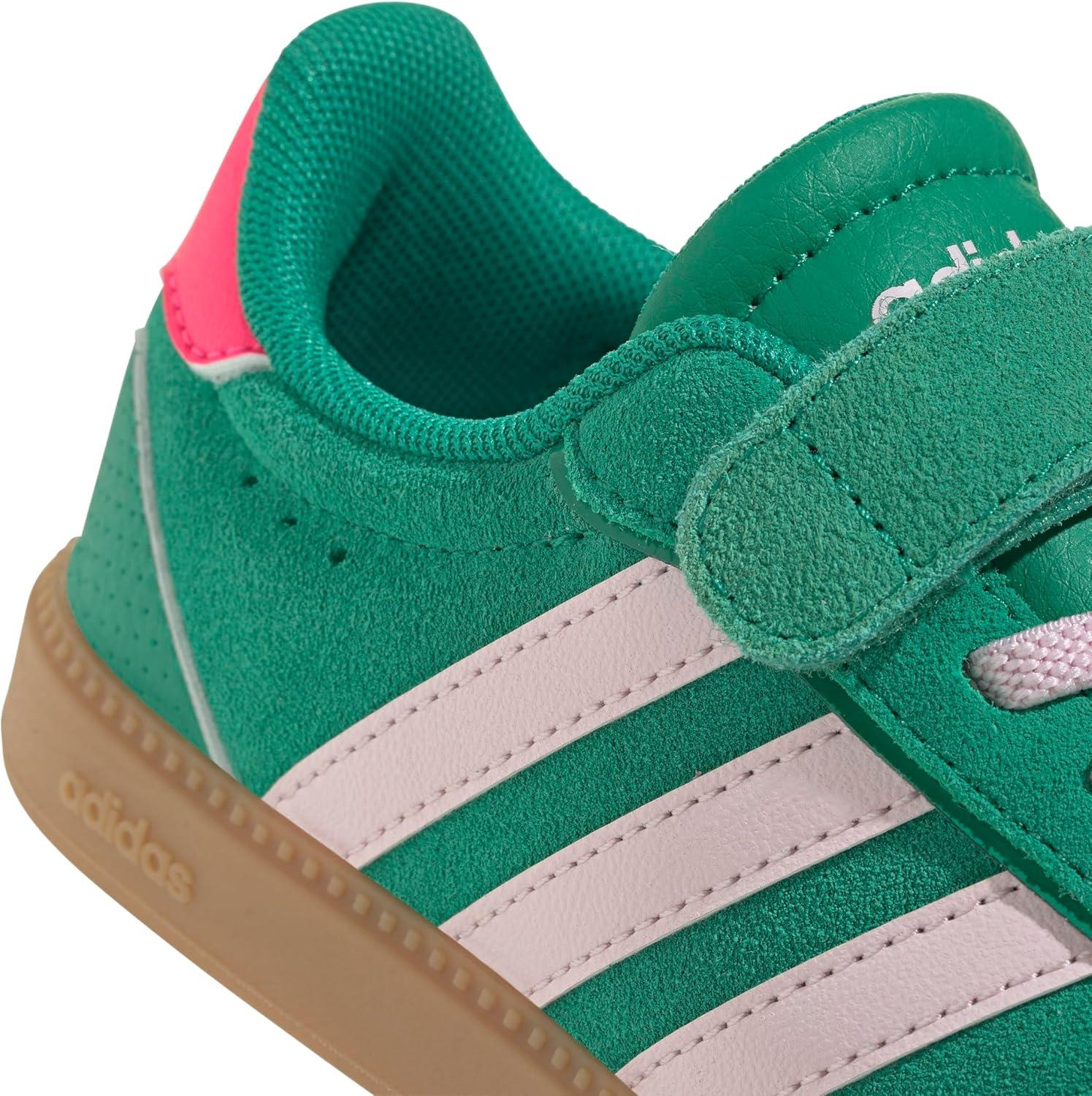 imageadidas UnisexChild Breaknet Sleek Elastic Lace ampamp StrapCourt GreenClear PinkLucid Pink