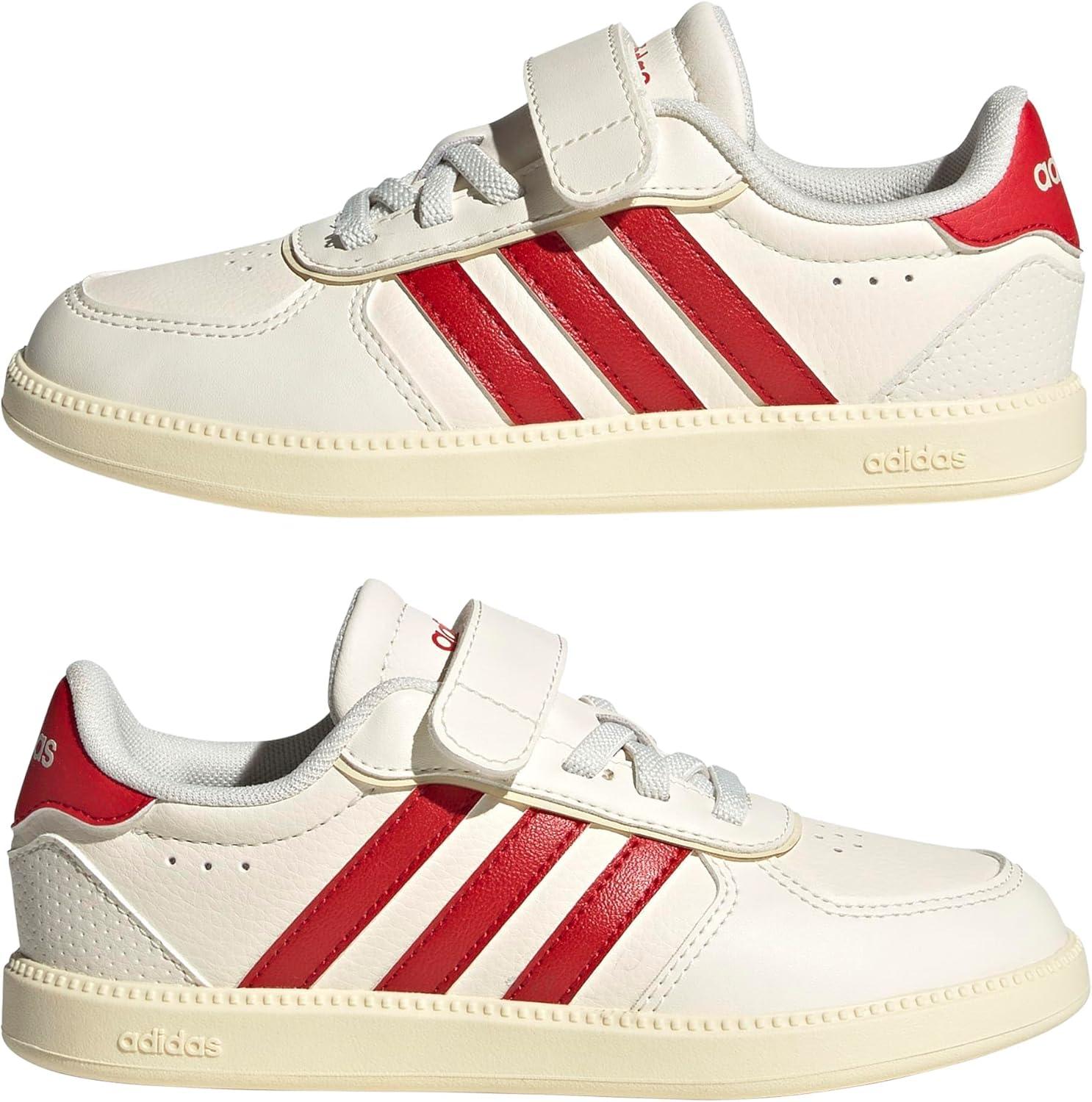 imageadidas UnisexChild Breaknet Sleek Elastic Lace ampamp StrapOff WhiteBetter ScarletWarm Vanilla