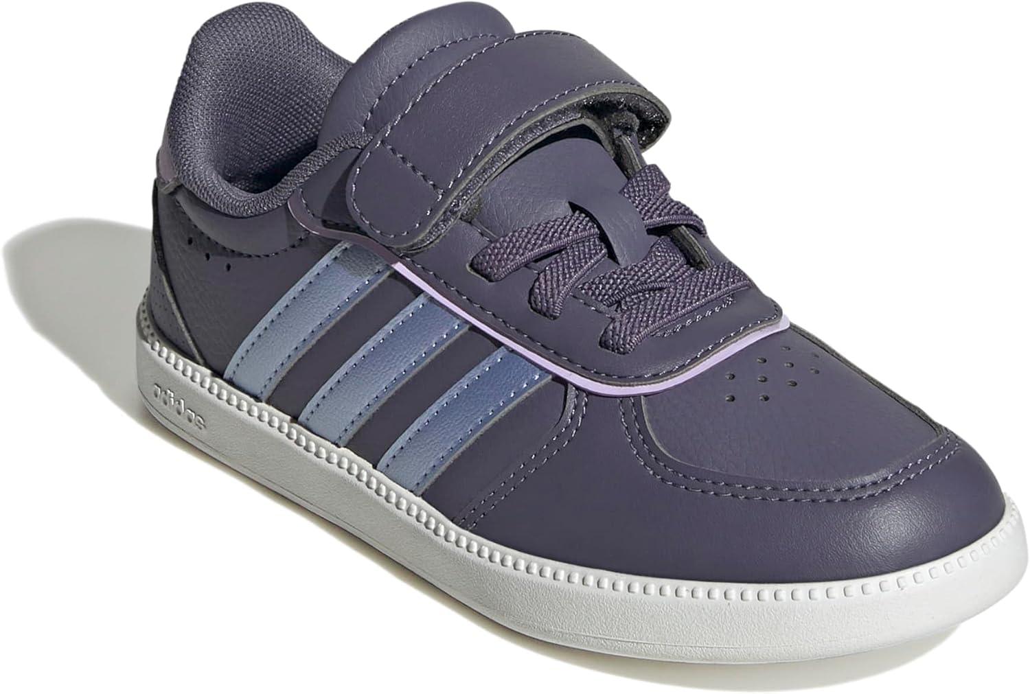 imageadidas UnisexChild Breaknet Sleek Elastic Lace ampamp StrapPreloved VioletBlue Spark MetPowder Plum