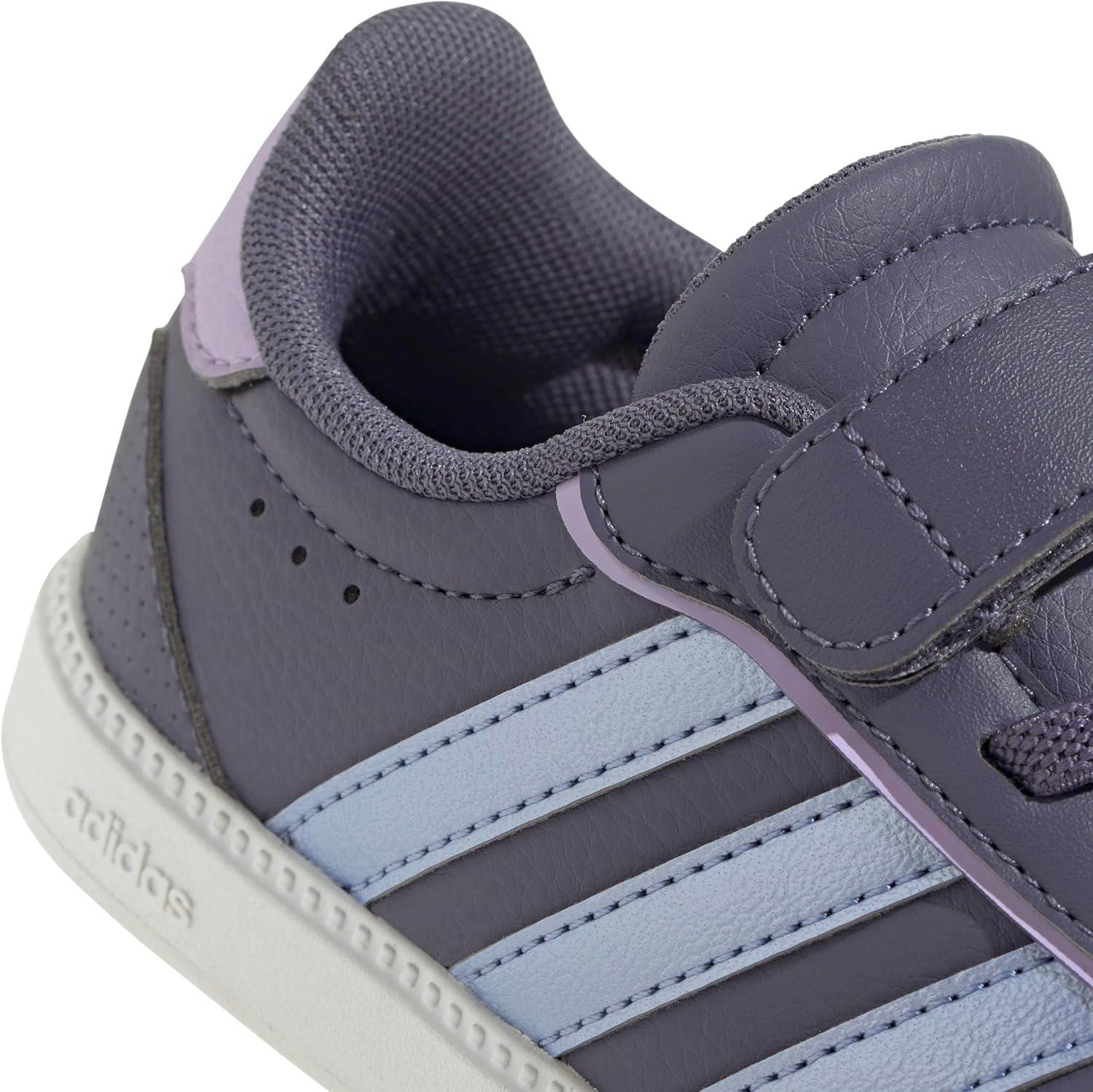 imageadidas UnisexChild Breaknet Sleek Elastic Lace ampamp StrapPreloved VioletBlue Spark MetPowder Plum