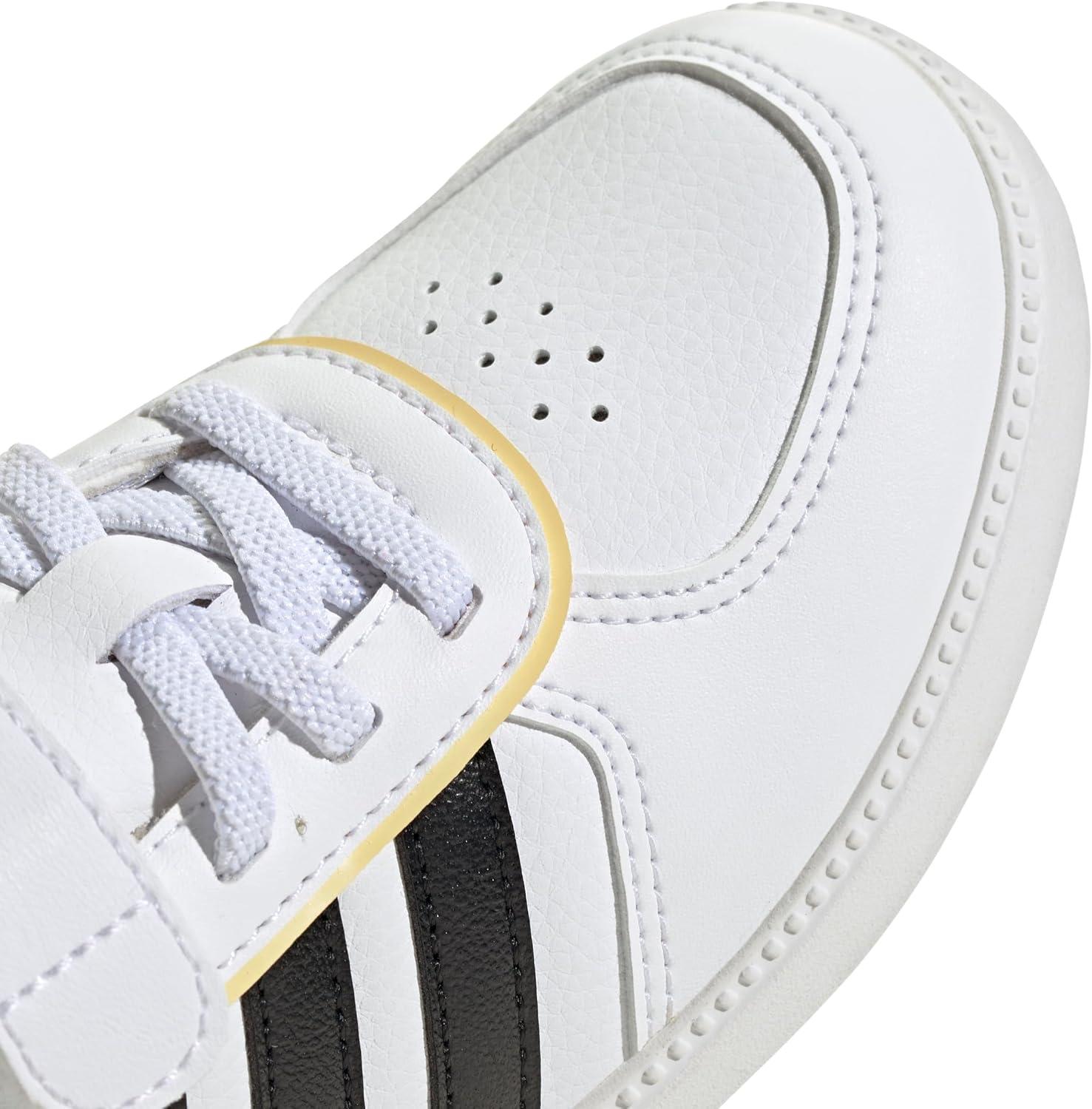 imageadidas UnisexChild Breaknet Sleek Elastic Lace ampamp StrapWhiteBlackOrange Tint