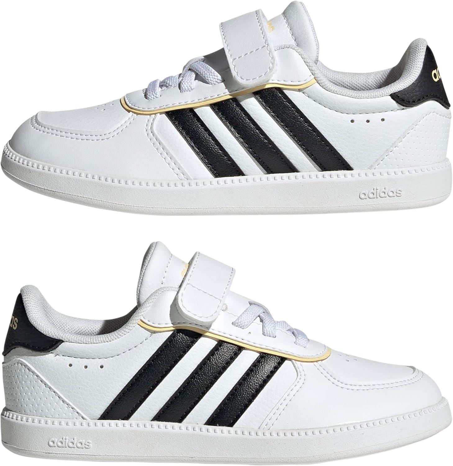 imageadidas UnisexChild Breaknet Sleek Elastic Lace ampamp StrapWhiteBlackOrange Tint