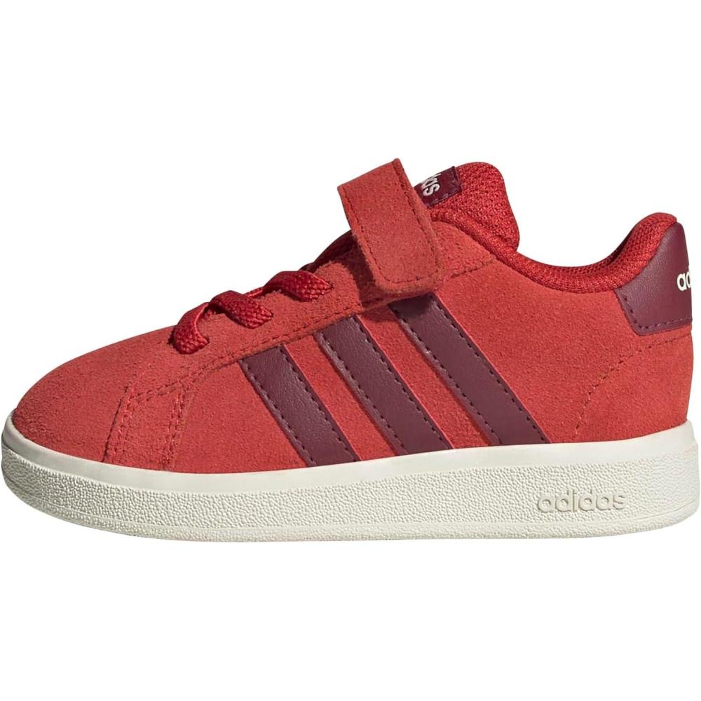 imageadidas BabyBoys Grand Court 20 Elastic Lace ampamp StrapCollegiate RedCollegiate BurgundyOff White