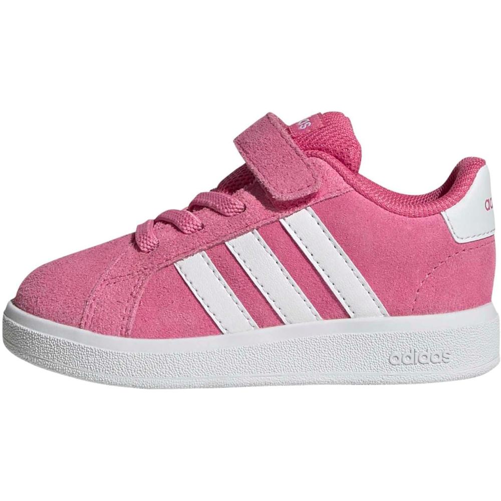 imageadidas BabyBoys Grand Court 20 Elastic Lace ampamp StrapPink FusionWhiteWhite