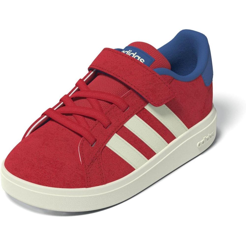 imageadidas BabyBoys Grand Court 20 Elastic Lace ampamp StrapPure RubyWhiteBright Royal