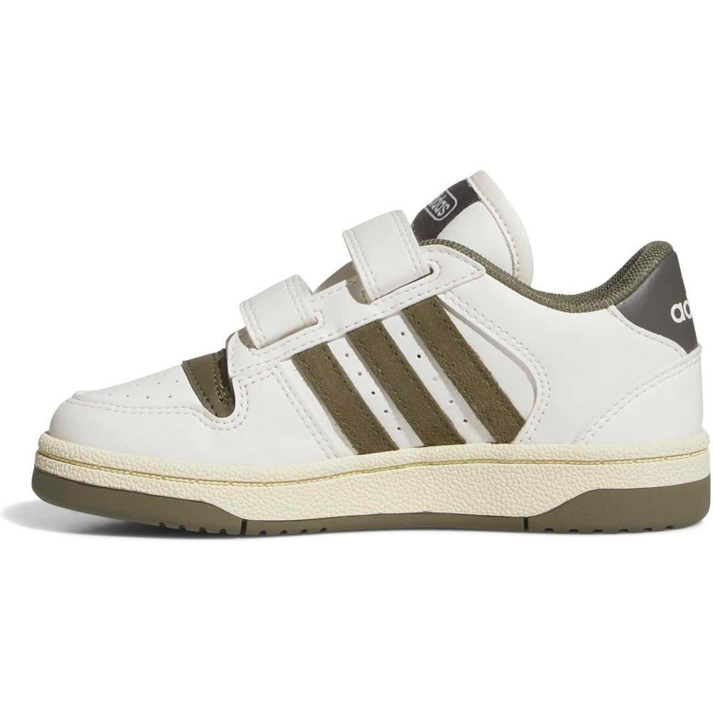 imageadidas Kids Break Start Hook ampamp Loop ShoeWhiteOlive StrataCharcoal
