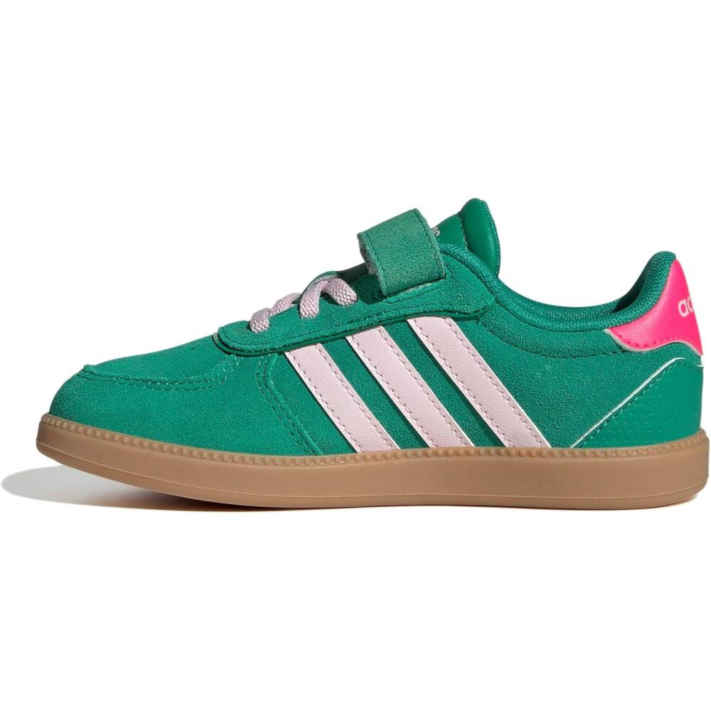 imageadidas UnisexChild Breaknet Sleek Elastic Lace ampamp StrapCourt GreenClear PinkLucid Pink