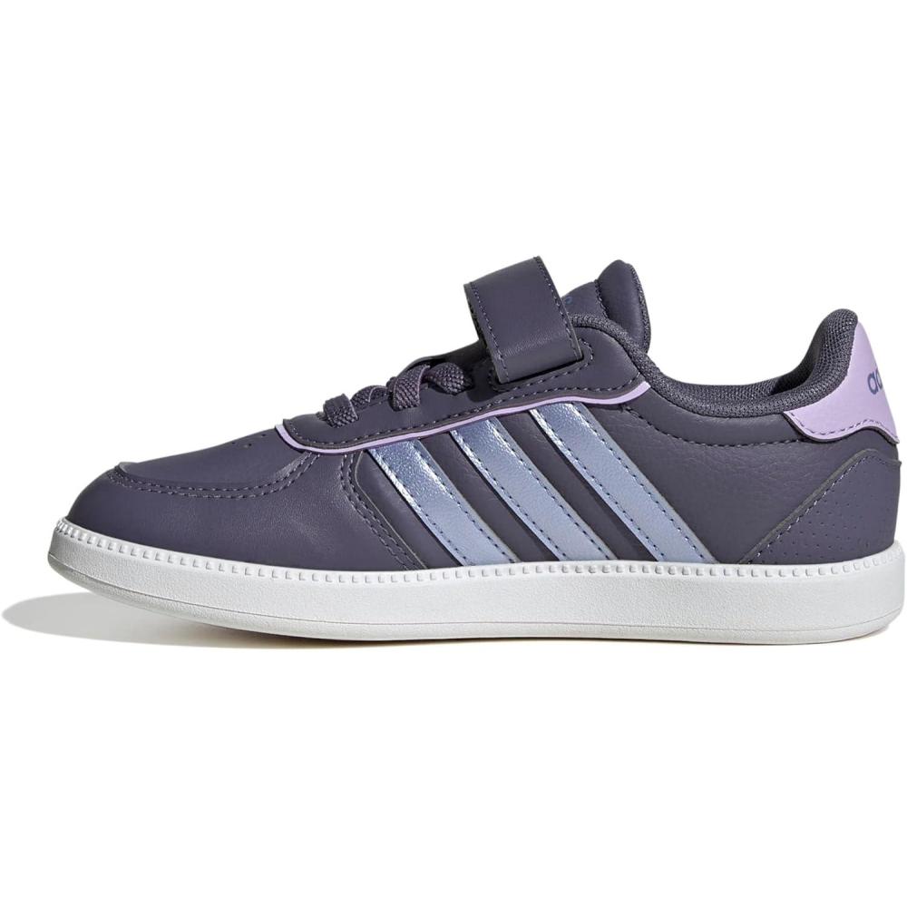 imageadidas UnisexChild Breaknet Sleek Elastic Lace ampamp StrapPreloved VioletBlue Spark MetPowder Plum