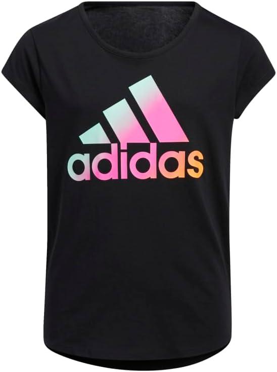 imageAdidas Girls Short Sleeve Cotton Scoop Neck Tee TShirtBlack
