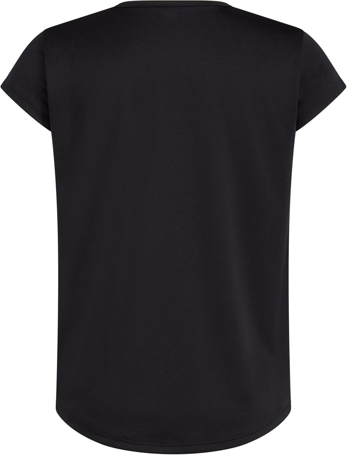 imageAdidas Girls Short Sleeve Cotton Scoop Neck Tee TShirtBlack With Multicolor