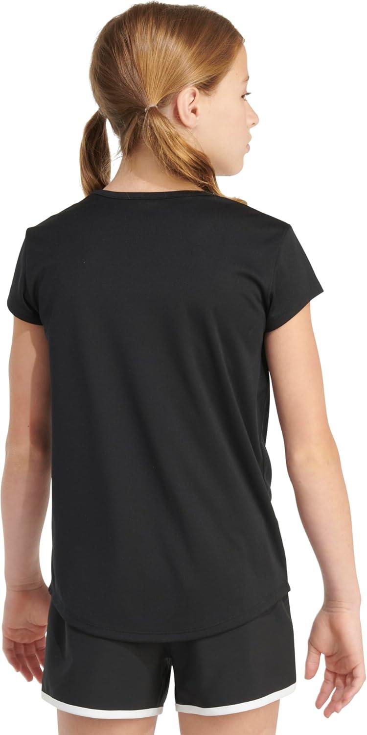 imageAdidas Girls Short Sleeve Cotton Scoop Neck Tee TShirtBlack With Multicolor