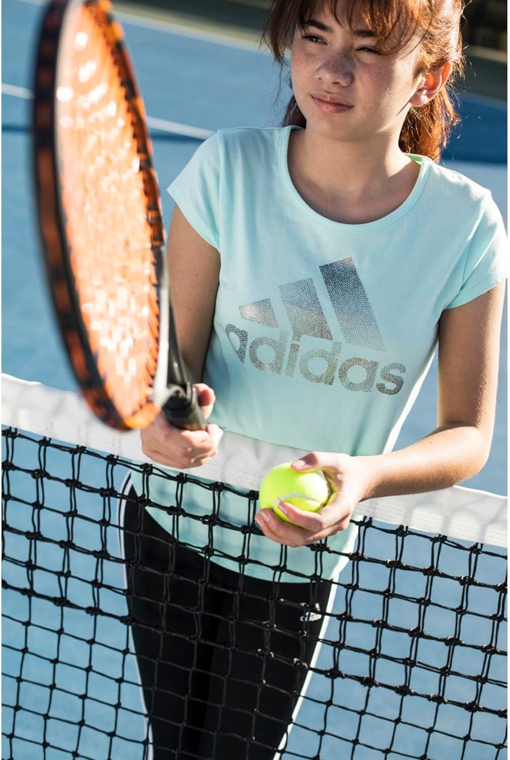 imageAdidas Girls Short Sleeve Cotton Scoop Neck Tee TShirtClear Mint