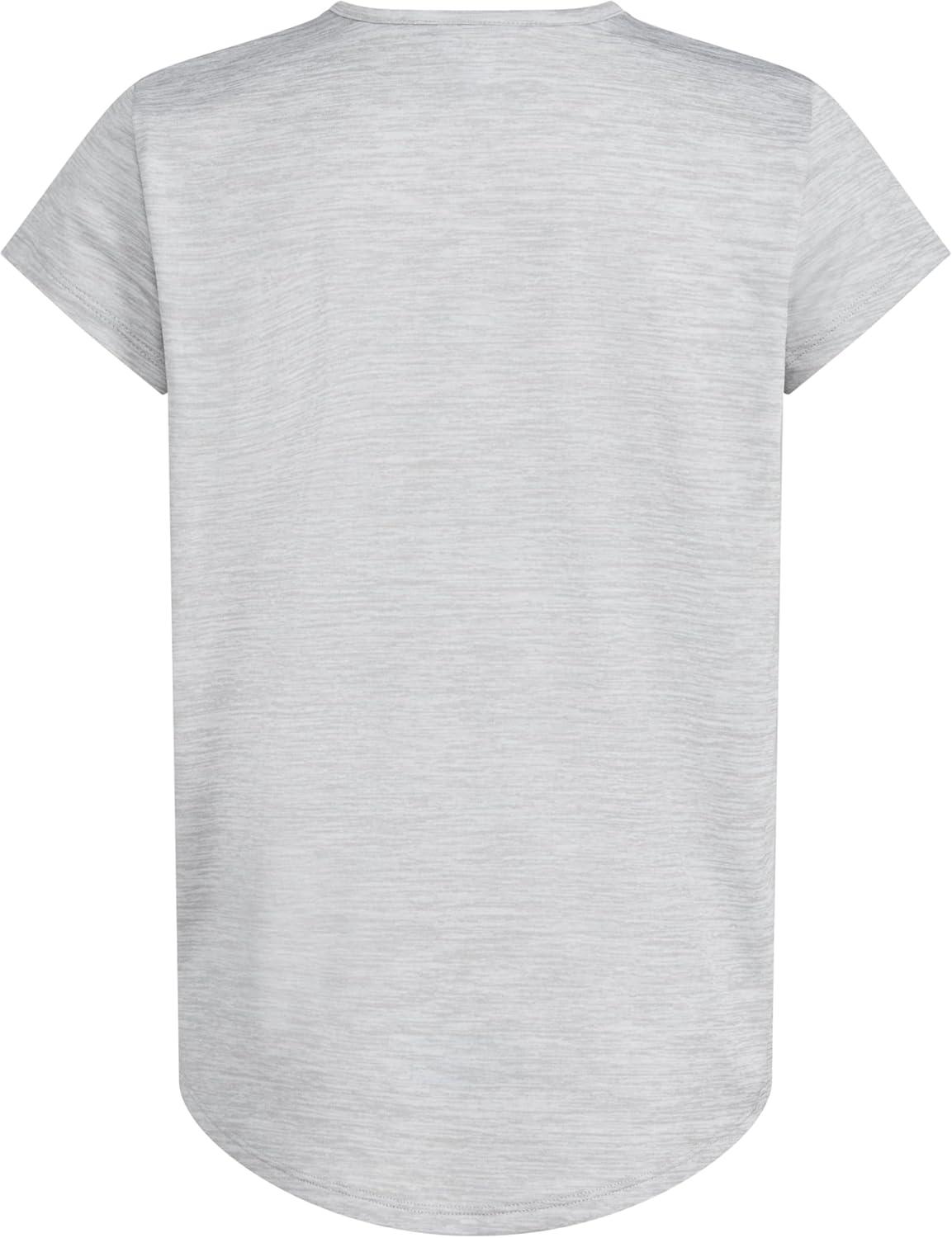 imageAdidas Girls Short Sleeve Cotton Scoop Neck Tee TShirtGrey Heather With Pink