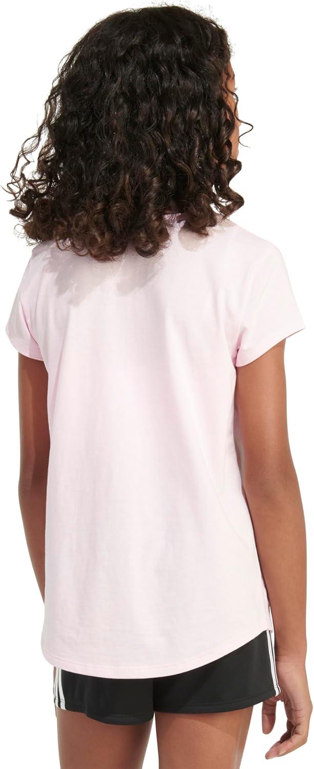 imageAdidas Girls Short Sleeve Cotton Scoop Neck Tee TShirtLight Pink W Butterflies