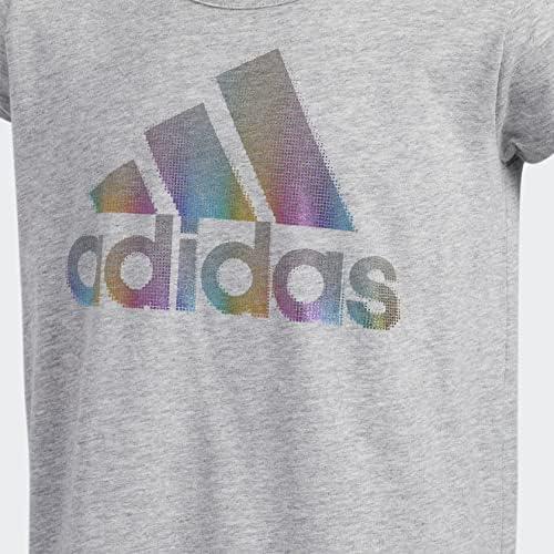 imageAdidas Girls Short Sleeve Cotton Scoop Neck Tee TShirtMedium Grey Heather