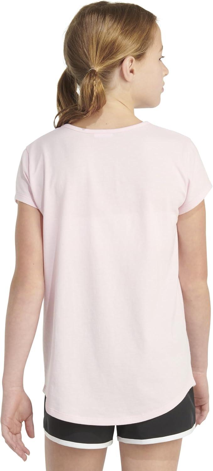 imageAdidas Girls Short Sleeve Cotton Scoop Neck Tee TShirtPink Sparkle