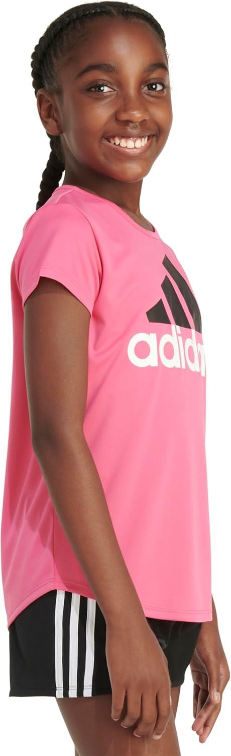 imageAdidas Girls Short Sleeve Cotton Scoop Neck Tee TShirtPulse Magenta