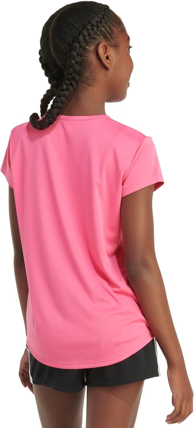 imageAdidas Girls Short Sleeve Cotton Scoop Neck Tee TShirtPulse Magenta