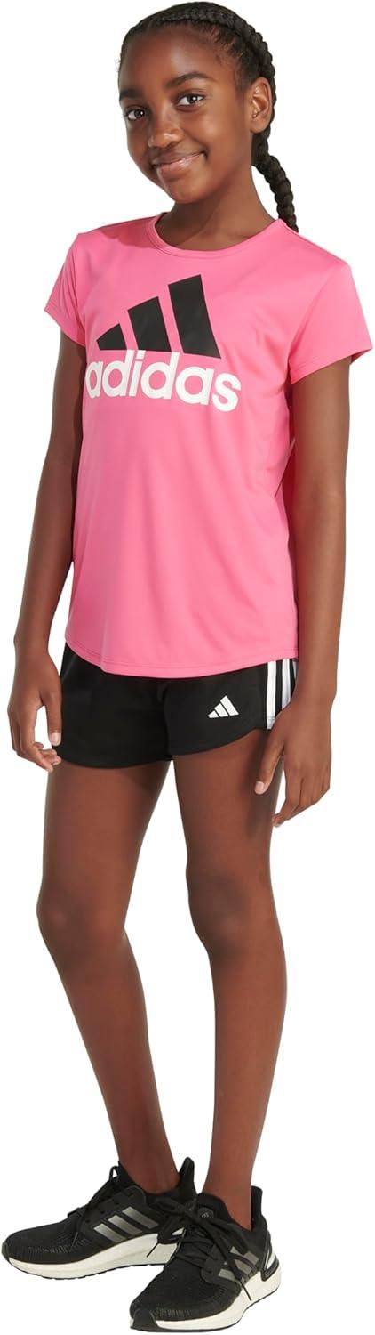 imageAdidas Girls Short Sleeve Cotton Scoop Neck Tee TShirtPulse Magenta