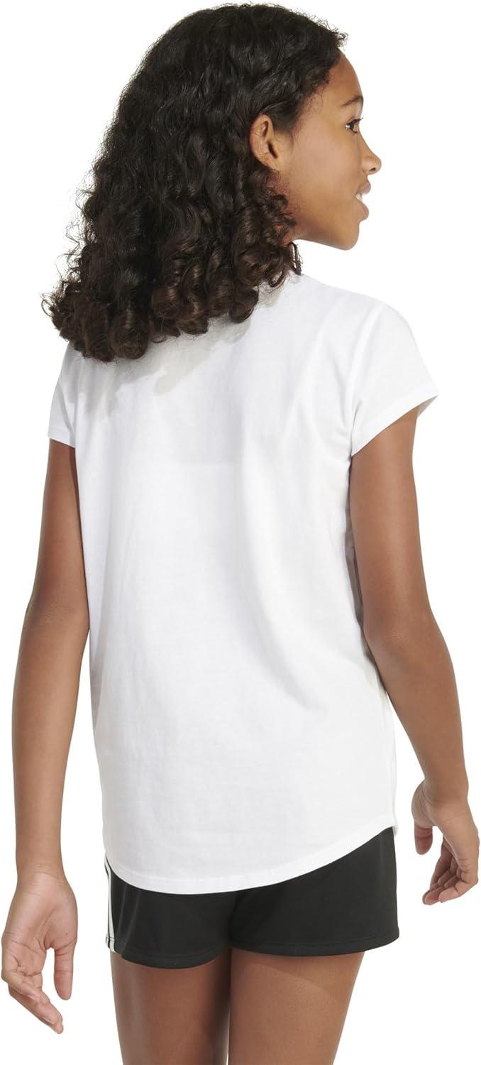 imageAdidas Girls Short Sleeve Cotton Scoop Neck Tee TShirtWhite Confetti