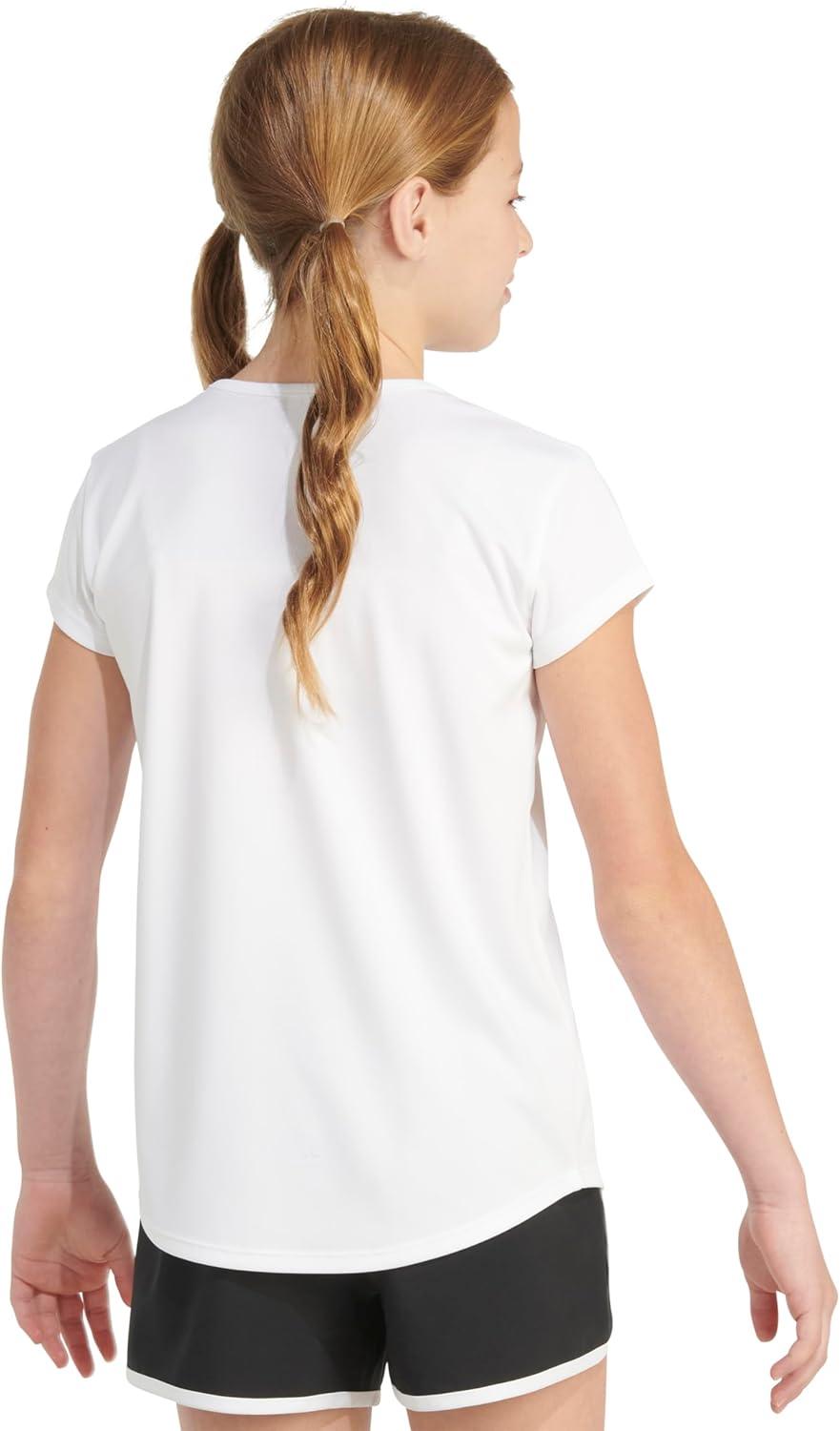 imageAdidas Girls Short Sleeve Cotton Scoop Neck Tee TShirtWhite Twocolor Logo