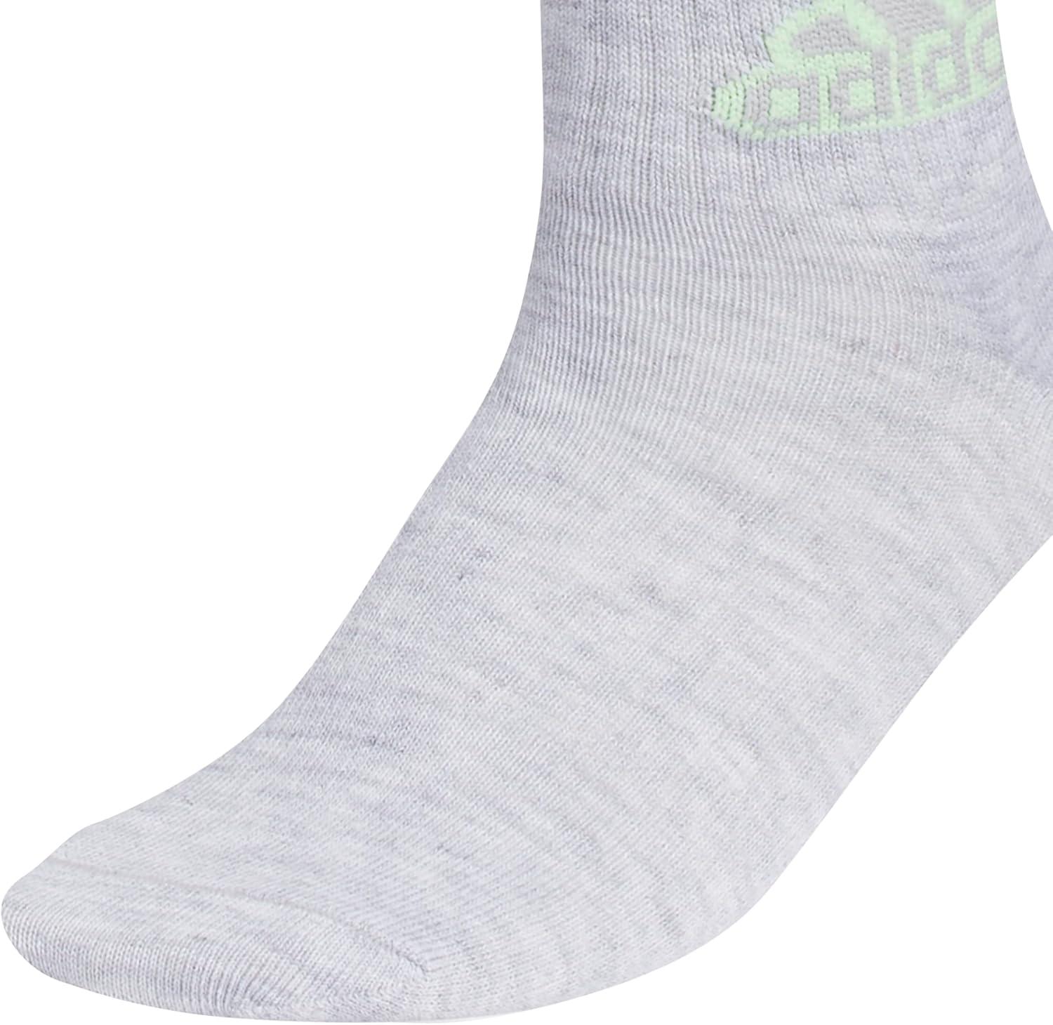 imageadidas Unisex Kids Quarter Ankle Socks for Boys and Girls Youth 6pack Superlite Breathable and Lightweight DiscontinuedCool Light HeatherSemi Green SparkPreloved Ink BlueClassic