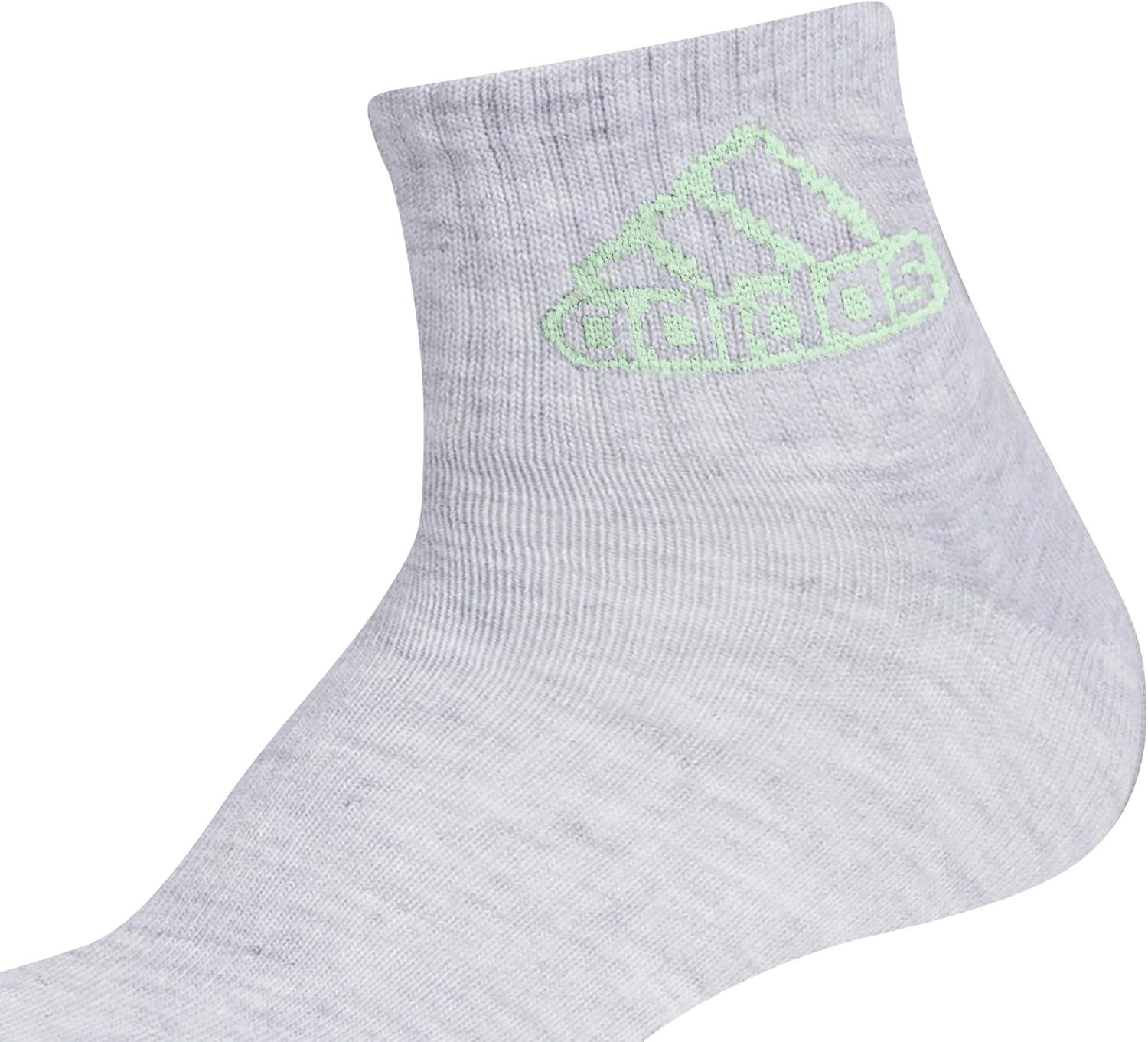 imageadidas Unisex Kids Quarter Ankle Socks for Boys and Girls Youth 6pack Superlite Breathable and Lightweight DiscontinuedCool Light HeatherSemi Green SparkPreloved Ink BlueClassic