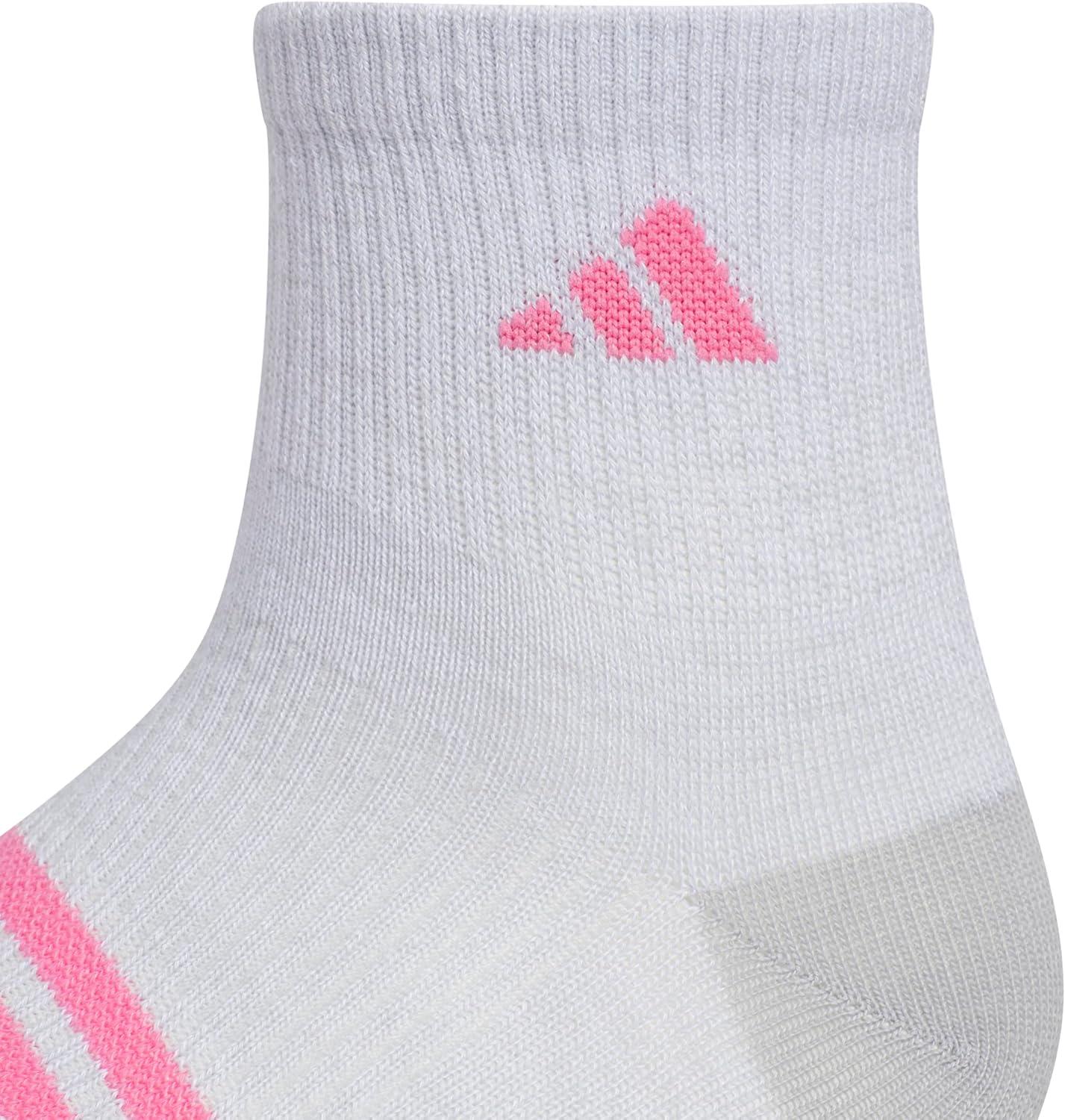 imageadidas Unisex Kids Quarter Ankle Socks for Boys and Girls Youth 6pack Superlite Breathable and Lightweight DiscontinuedWhiteClear Onix GreyPink FusionGirls