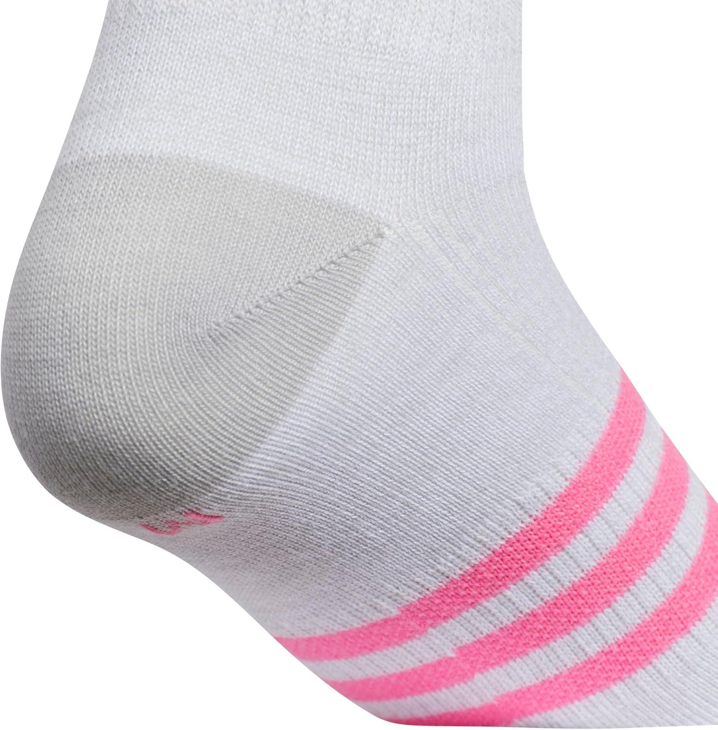 imageadidas Unisex Kids Quarter Ankle Socks for Boys and Girls Youth 6pack Superlite Breathable and Lightweight DiscontinuedWhiteClear Onix GreyPink FusionGirls