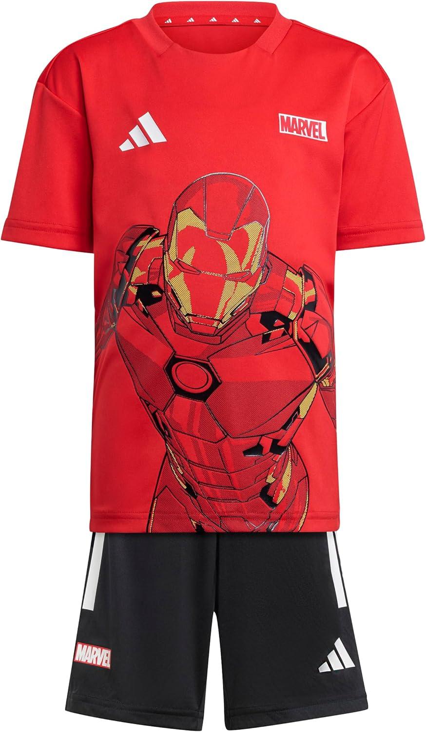 imageadidas UnisexKids x Marvel IronMan Sportswear TShirt Set Pure RubyWhite Small