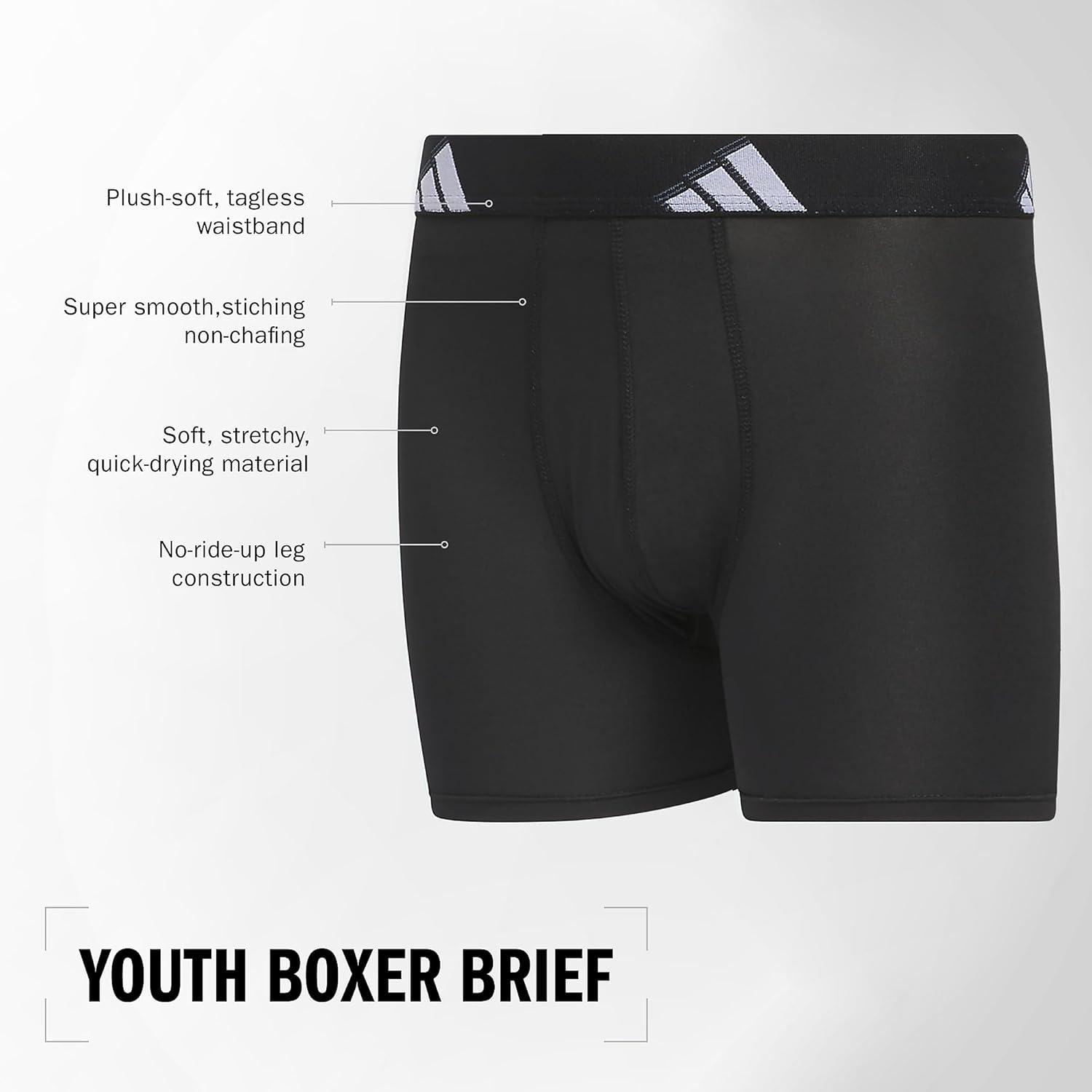 imageadidas Youth Microfiber Boxer Brief Multipack Athletic Underwear for Kids BoysBetter ScarletActive MaroonBlackMicrofiberGraphic