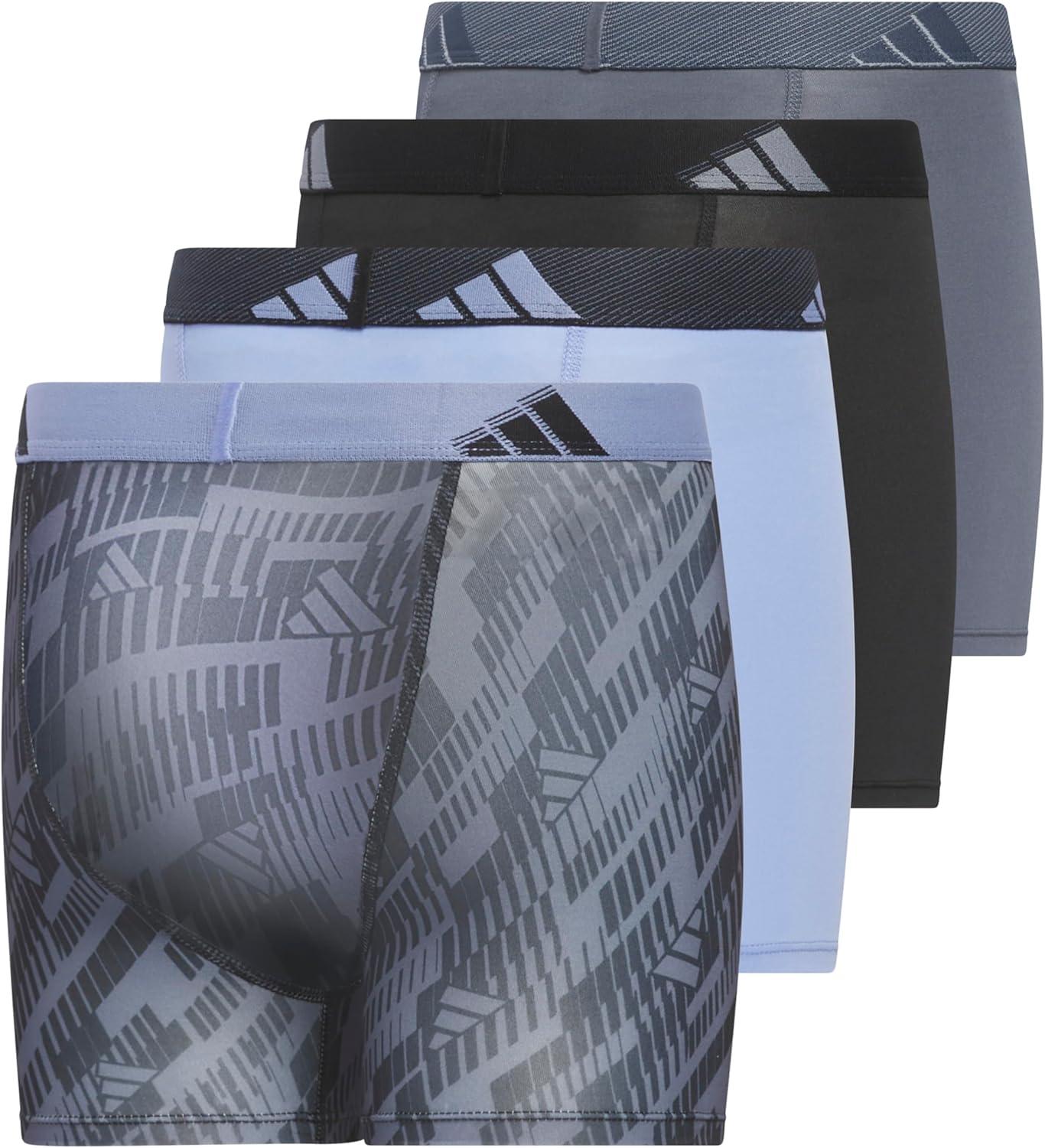 imageadidas Youth Microfiber Boxer Brief Multipack Athletic Underwear for Kids BoysBlackBlue SparkGreyMicrofiberGraphic