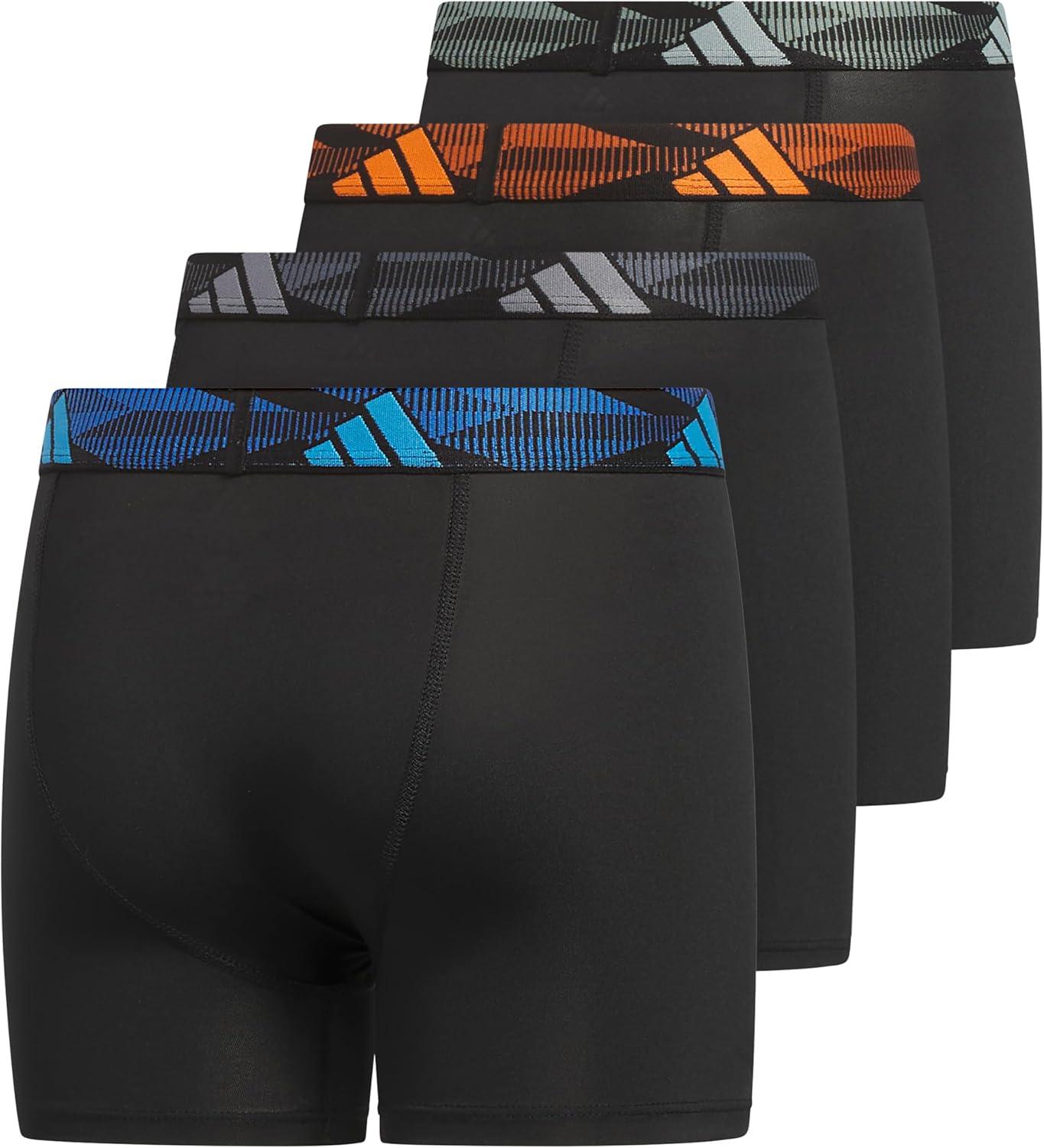 imageadidas Youth Microfiber Boxer Brief Multipack Athletic Underwear for Kids BoysBlackLucid AquamarinePure OrangeMicrofiber