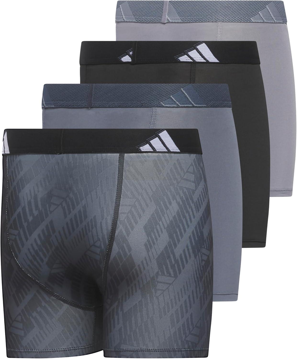 imageadidas Youth Microfiber Boxer Brief Multipack Athletic Underwear for Kids BoysBlackOnix GreyGreyMicrofiberGraphic