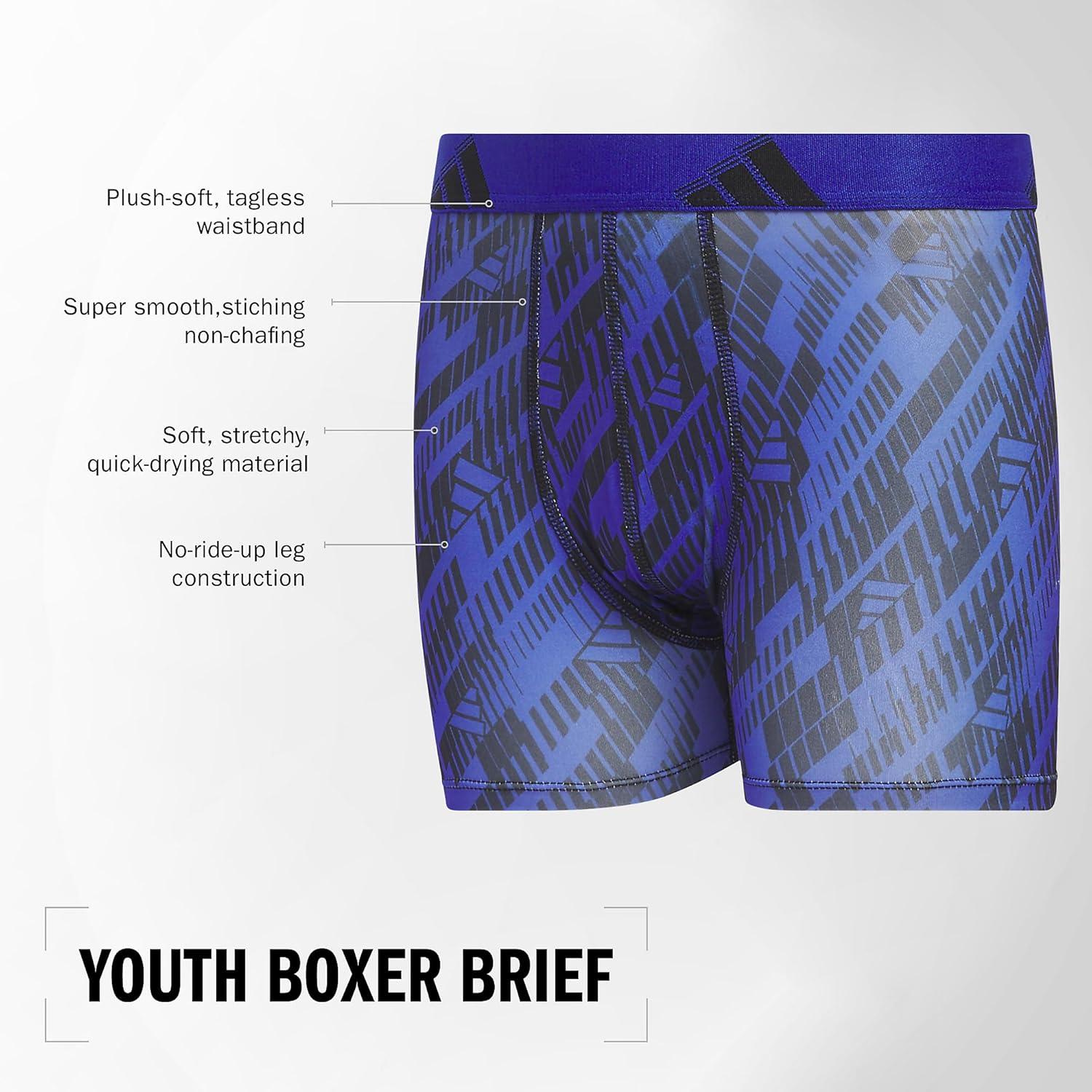 imageadidas Youth Microfiber Boxer Brief Multipack Athletic Underwear for Kids BoysBlackOnix GreyGreyMulti