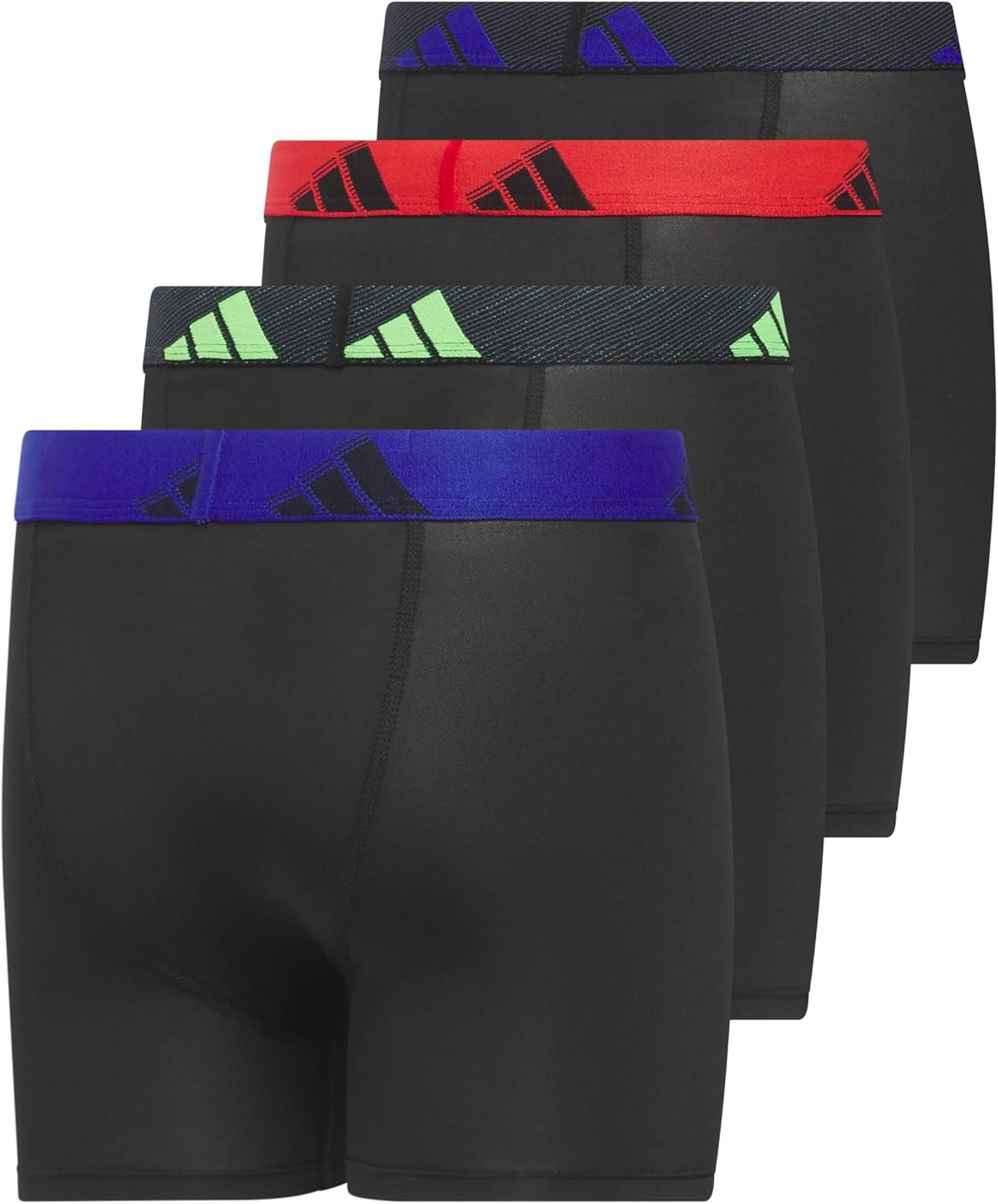 imageadidas Youth Microfiber Boxer Brief Multipack Athletic Underwear for Kids BoysBlackSemi Lucid BlueSignal GreenMicrofiber