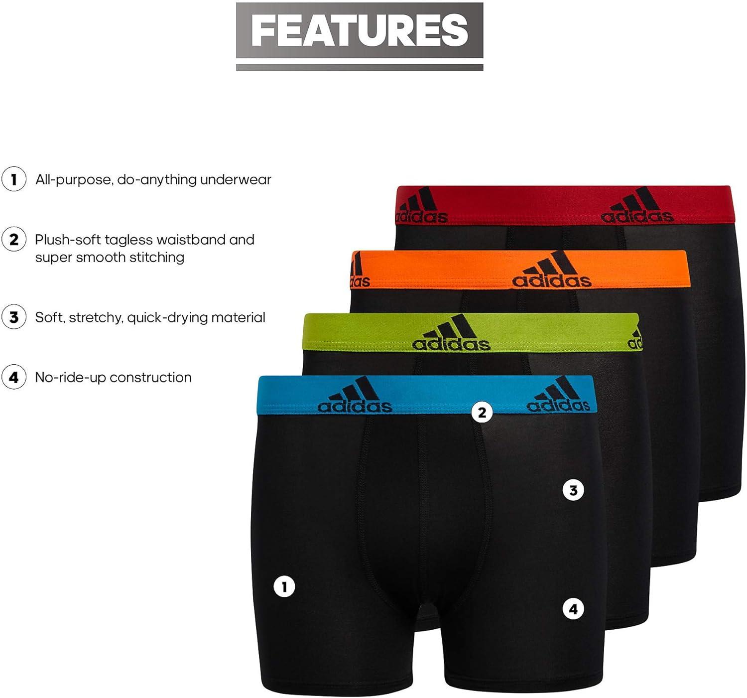 imageadidas Youth Microfiber Boxer Brief Multipack Athletic Underwear for Kids BoysBlackSolar BlueSemi Solar Slime GreenPerformance