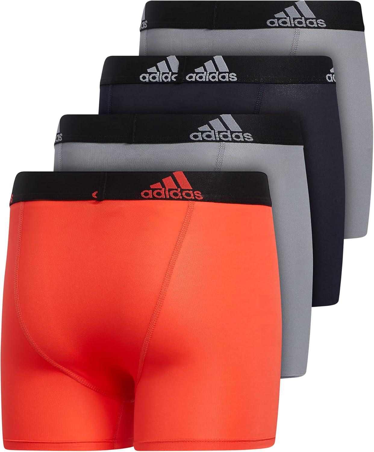 imageadidas Youth Microfiber Boxer Brief Multipack Athletic Underwear for Kids BoysLegend Ink BlueClear Onix GreyBright RedPerformance