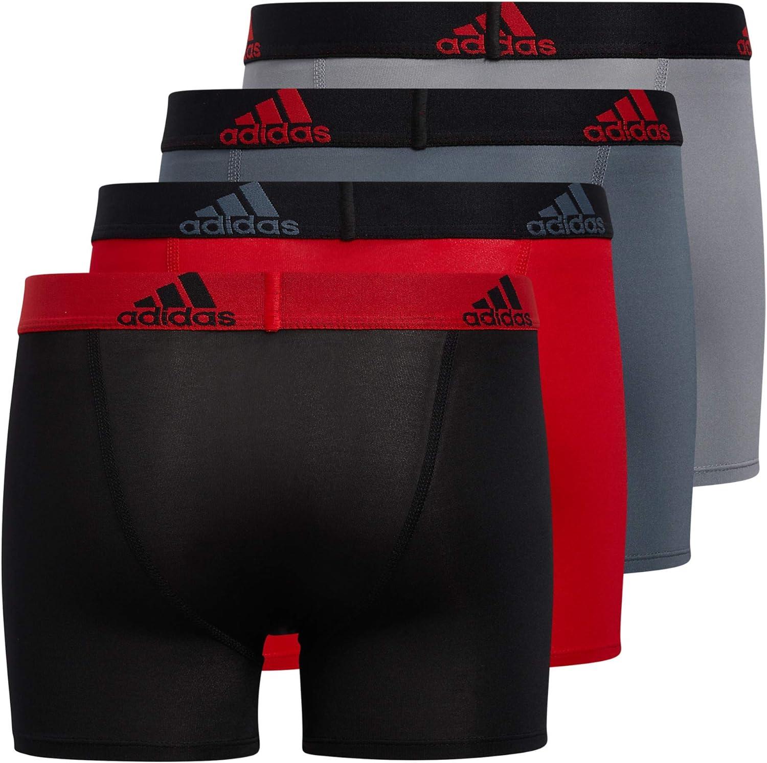 imageadidas Youth Microfiber Boxer Brief Multipack Athletic Underwear for Kids BoysScarlet RedBlackGreyPerformance