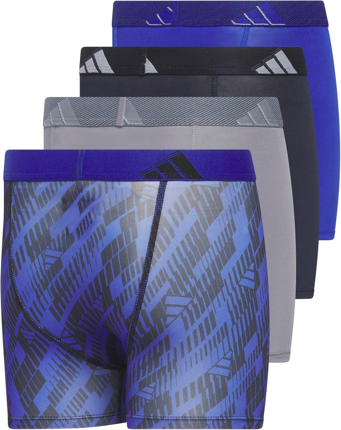 imageadidas Youth Microfiber Boxer Brief Multipack Athletic Underwear for Kids BoysSemi Lucid BlueLegend Ink BlueGreyMicrofiberGraphic