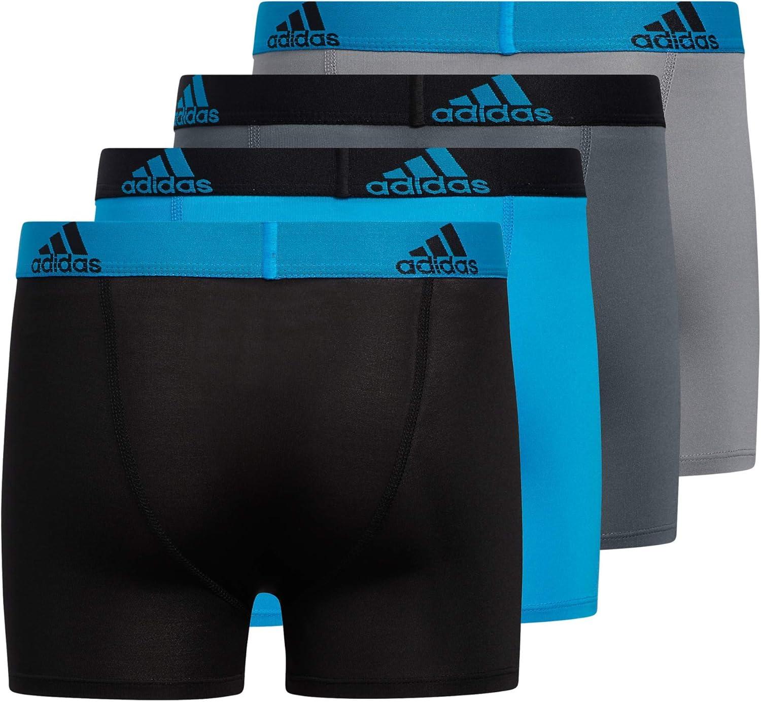 imageadidas Youth Microfiber Boxer Brief Multipack Athletic Underwear for Kids BoysSolar BlueBlackGreyPerformance