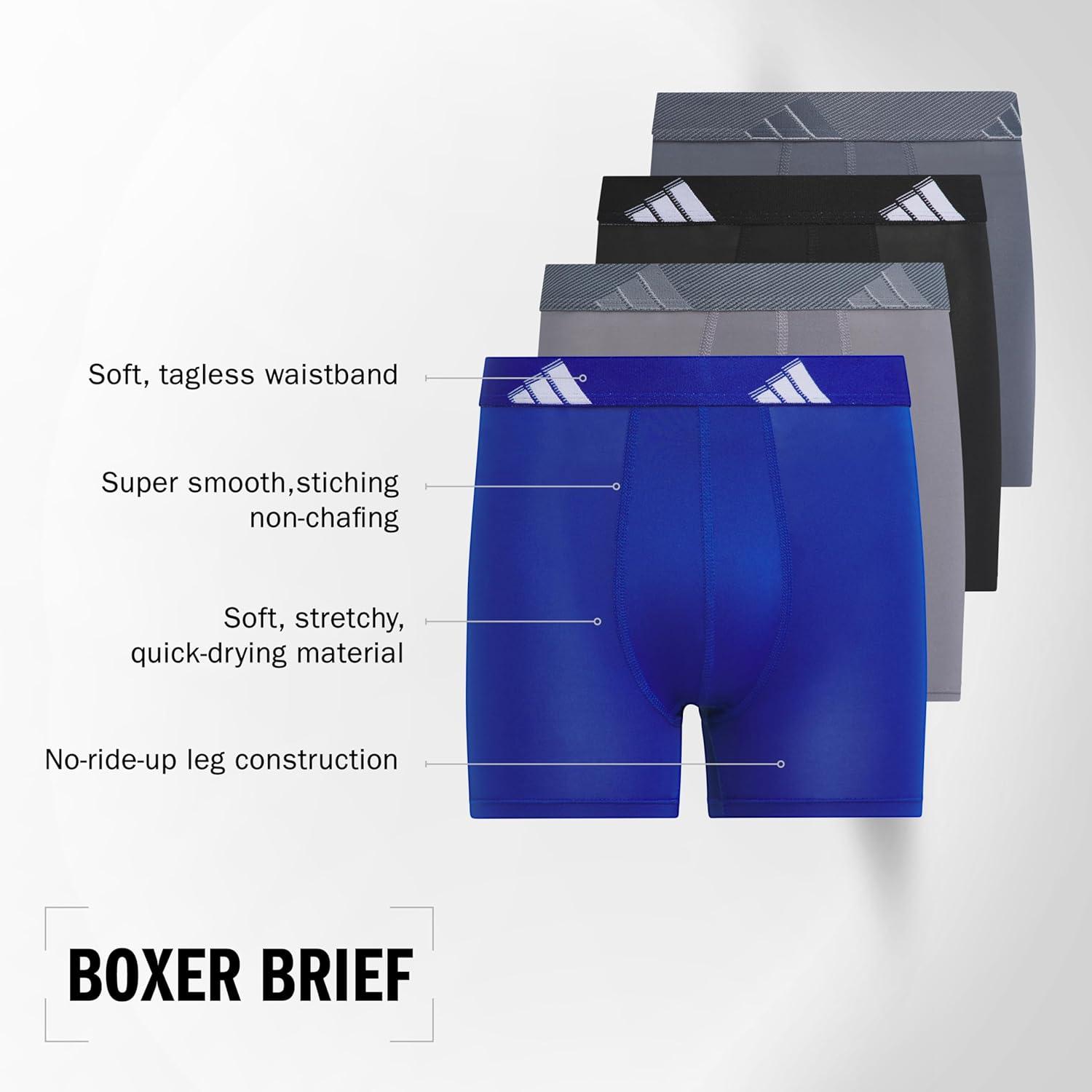 imageadidas Youth Microfiber Boxer Brief Multipack Athletic Underwear for Kids BoysTeam Royal BlueGreyBlackMicrofiber