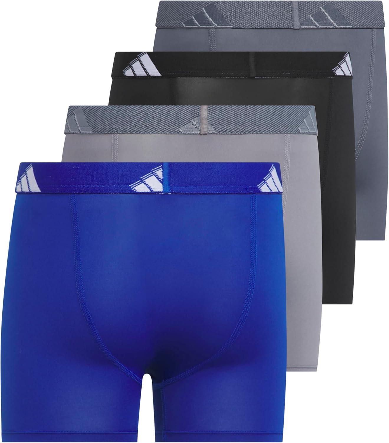 imageadidas Youth Microfiber Boxer Brief Multipack Athletic Underwear for Kids BoysTeam Royal BlueGreyBlackMicrofiber