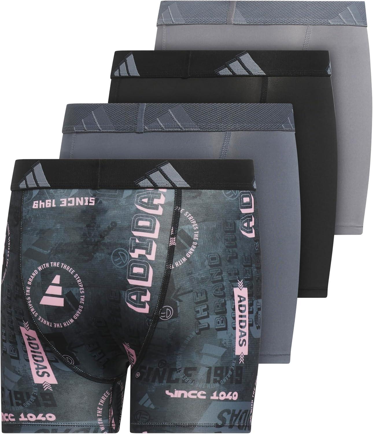 imageadidas Youth Microfiber Boxer Brief Multipack Athletic Underwear for Kids BoysUpscaled Mix Blacktrue PinkOnix GreyBlackMicrofiberGraphic