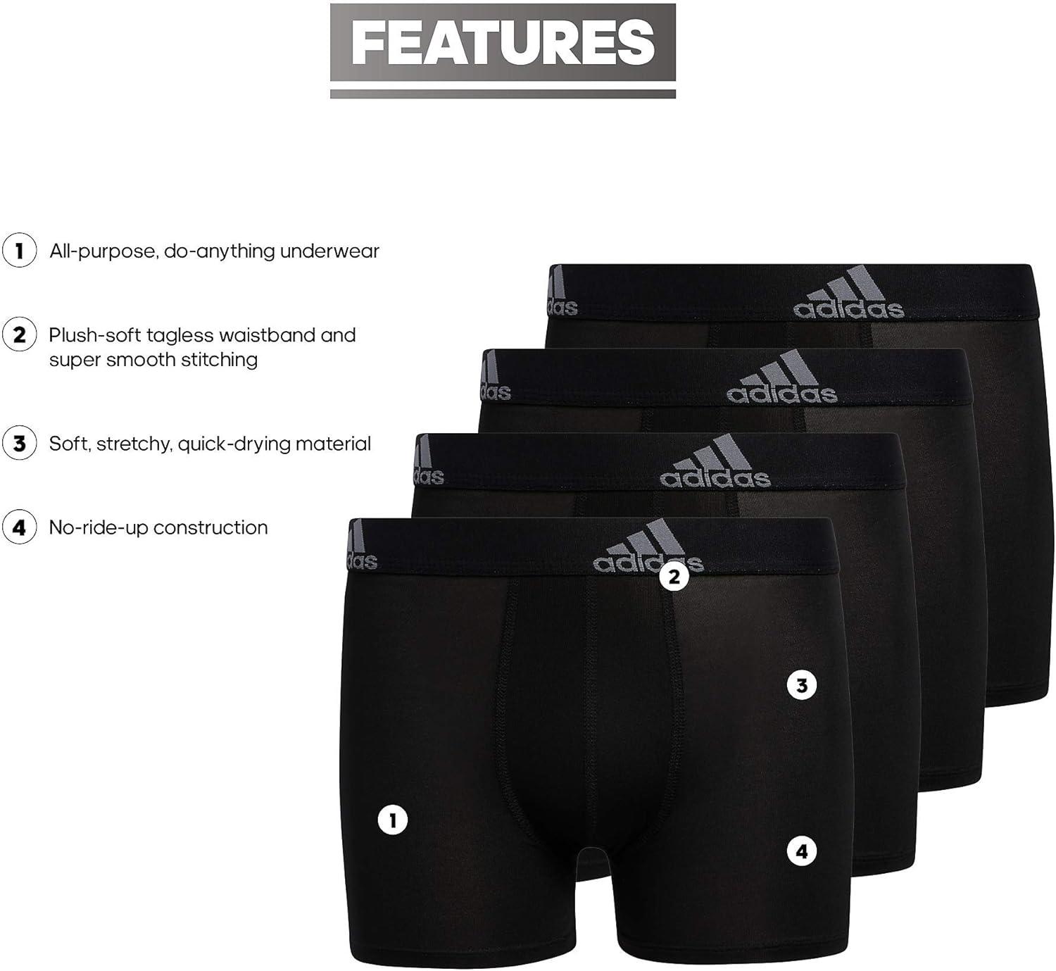 imageadidas Youth Performance 4Pack Boxer Brief DISCONTINUEDBlackGreyPerformance