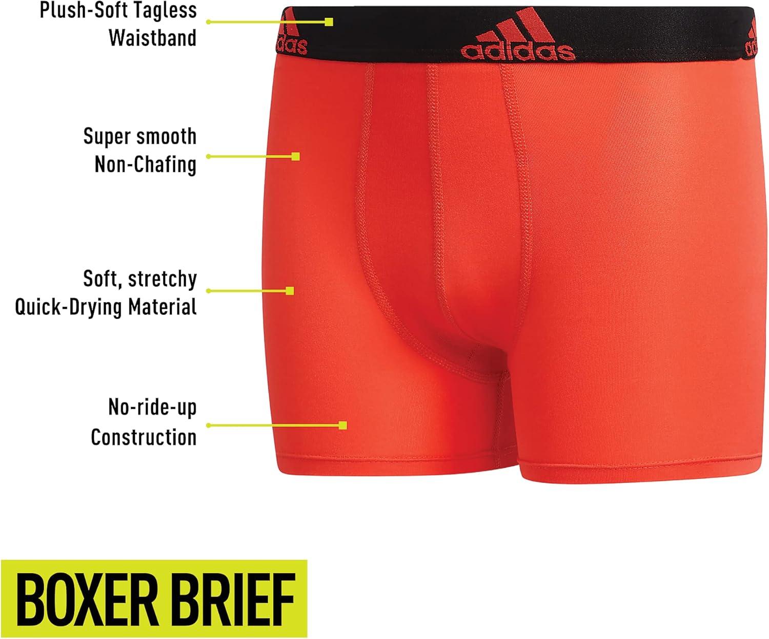 imageadidas Youth Performance 4Pack Boxer Brief DISCONTINUEDLegend Ink BlueClear Onix GreyBright RedPerformance