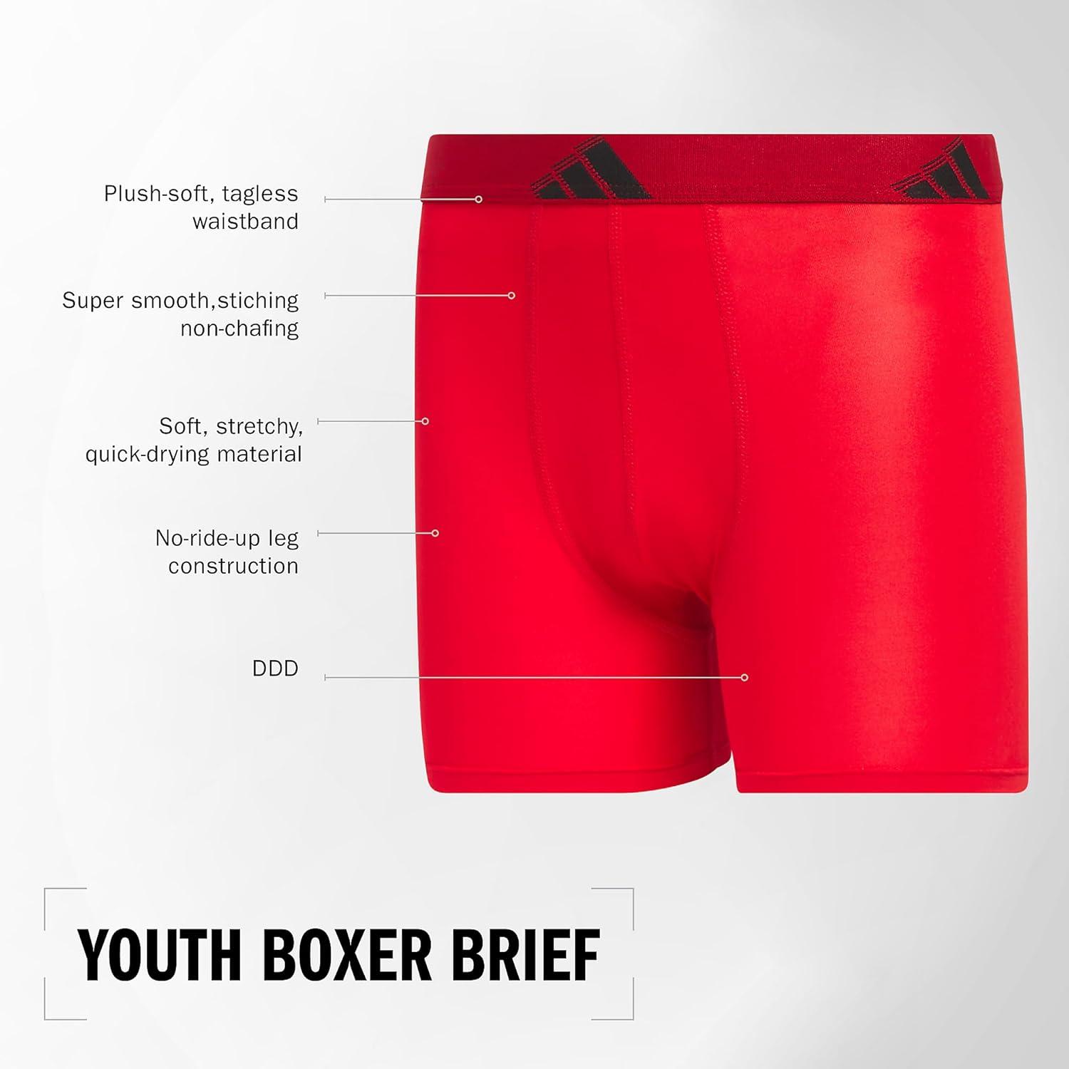 imageadidas boys Youth Microfiber 4pack Long Boxer BriefBlackSignal Green