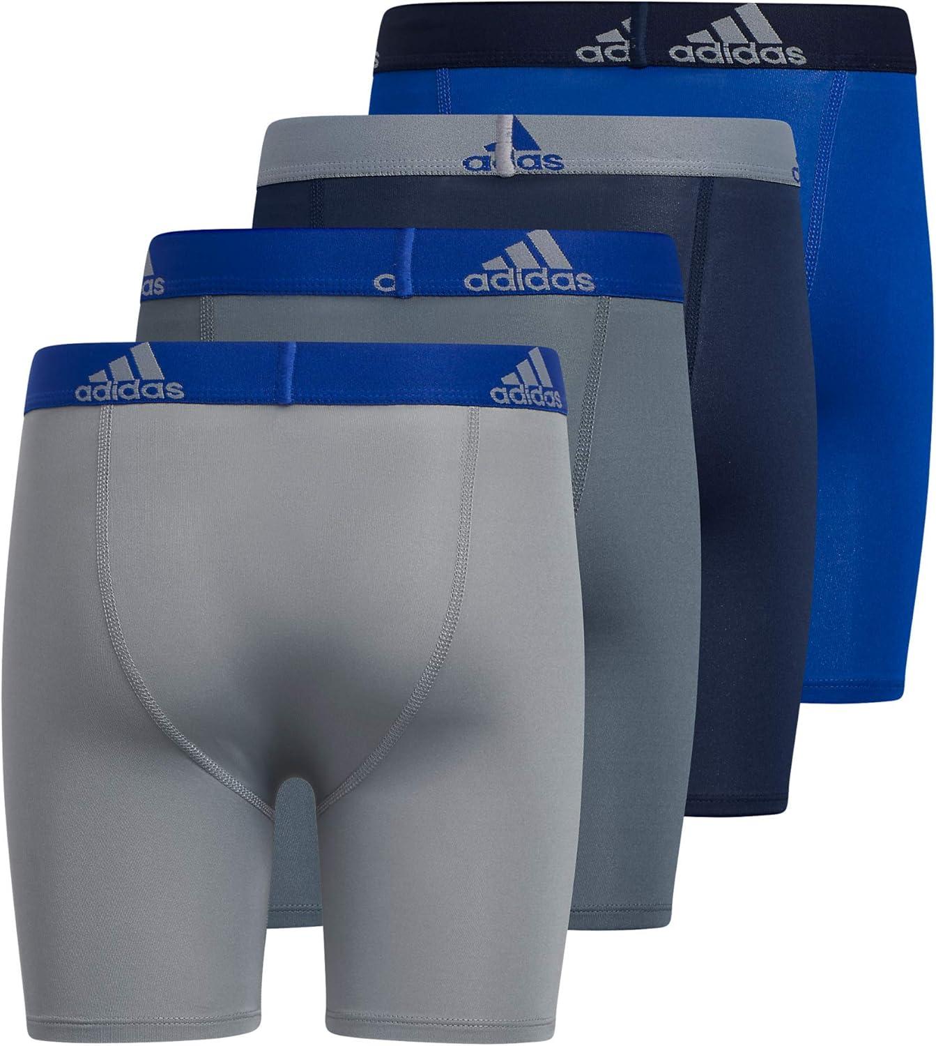 imageadidas boys Youth Microfiber 4pack Long Boxer BriefCollegiate Royal BlueGreyCollegiate Navy