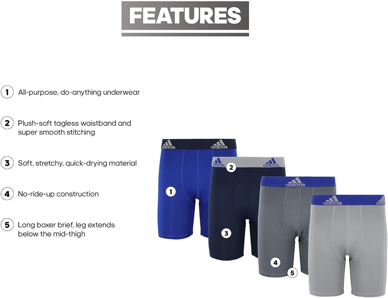 imageadidas boys Youth Microfiber 4pack Long Boxer BriefCollegiate Royal BlueGreyCollegiate Navy